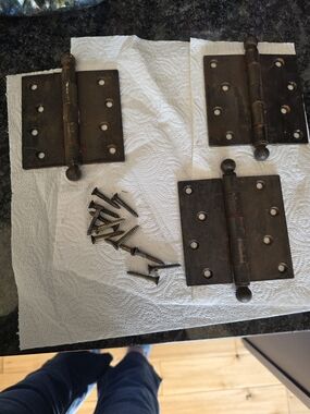 Set of 3 1900's Brass Door Hinges